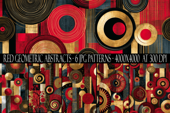 Download Red and Gold Geometric Abstract Patterns - Patterns Collection